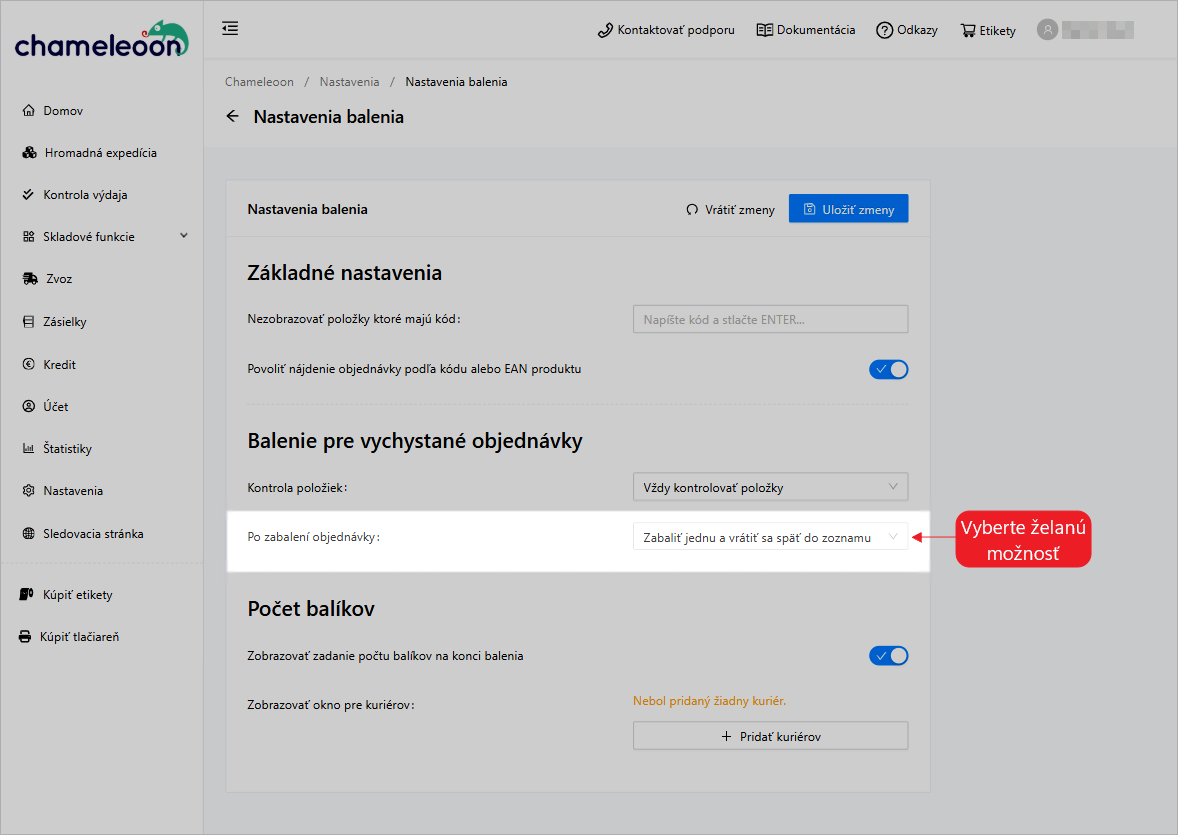 Balenie-krok po ukončení balenia