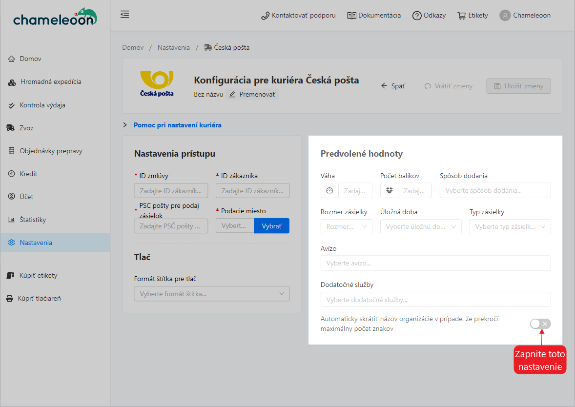 Skrátenie názvu pri prekročení počtu znakov v ČP