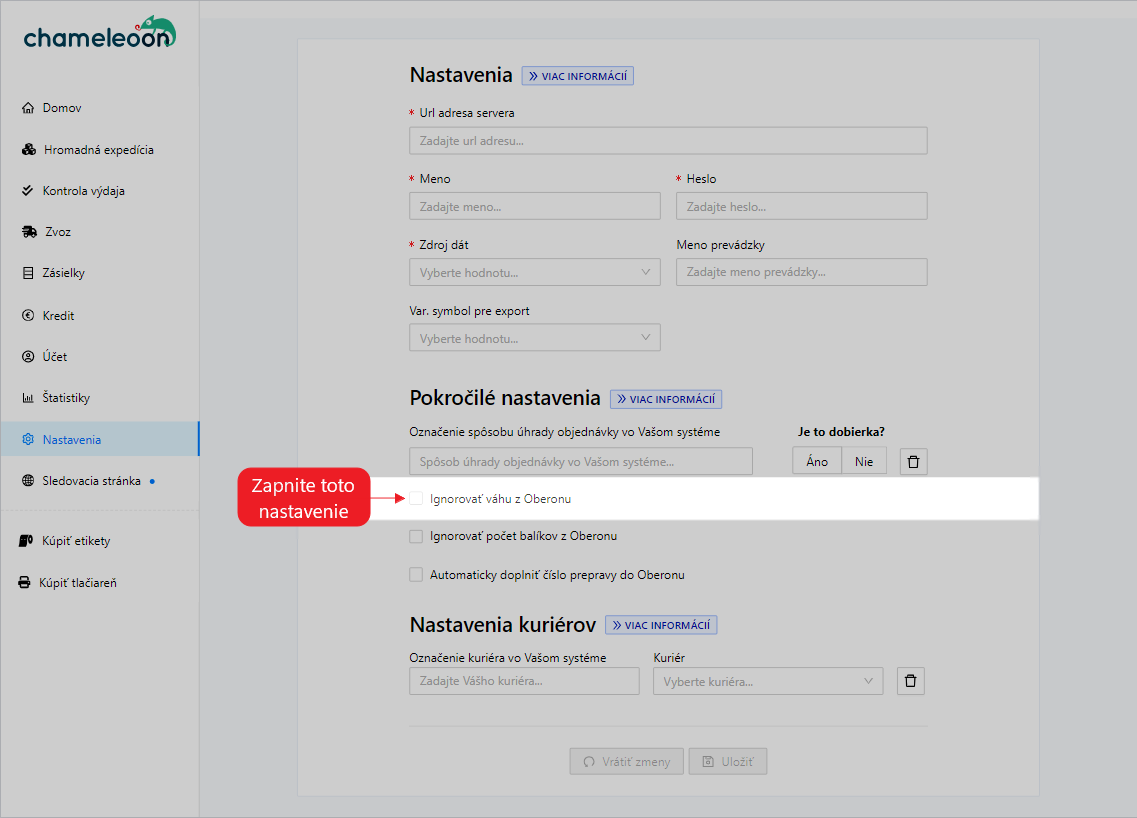 Oberon Server ignorovanie váhy