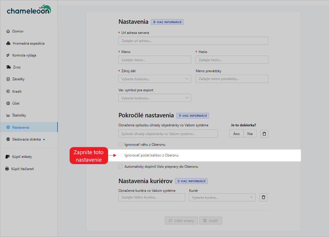 Oberon Server ignorovanie počtu balíkov