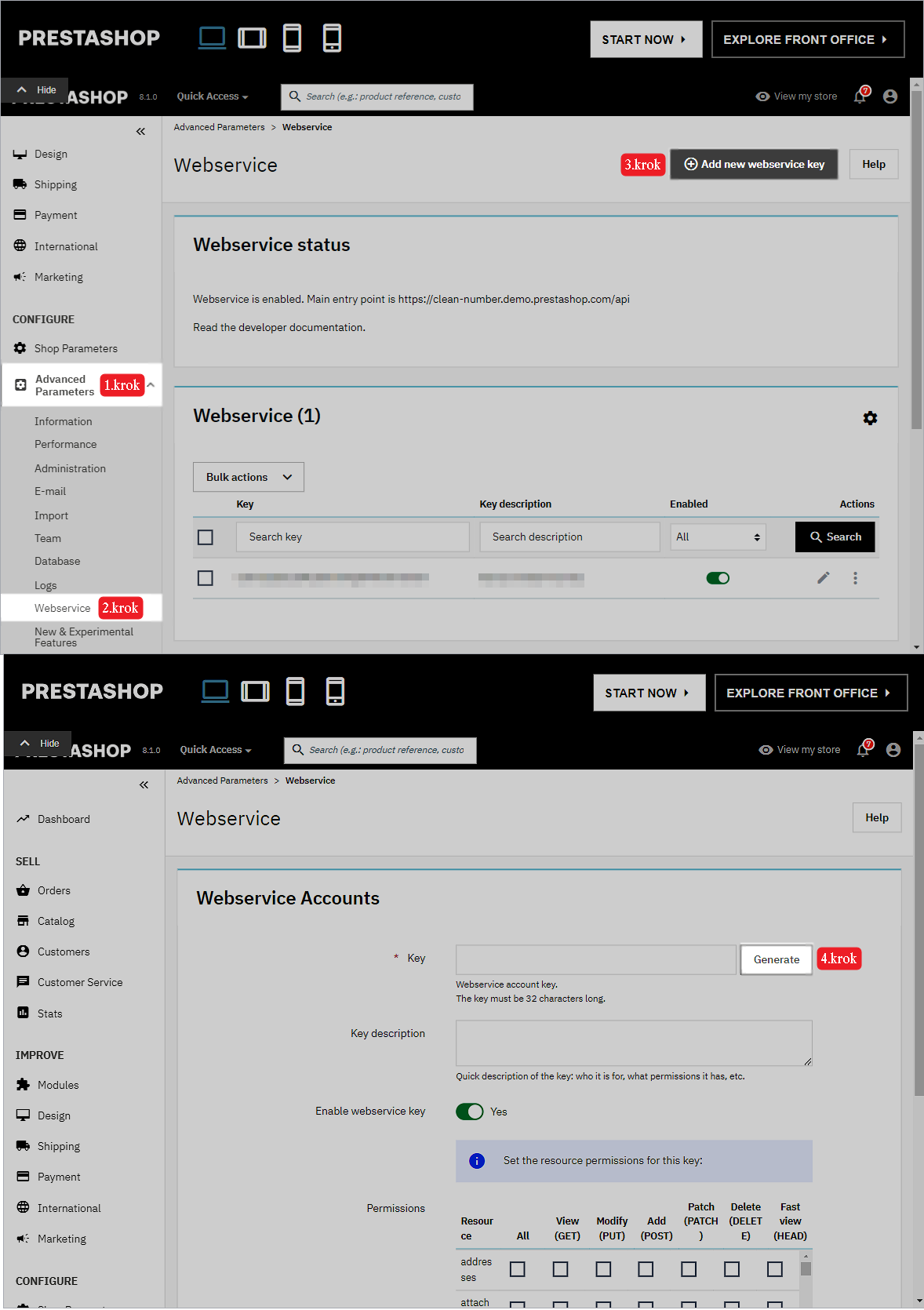 API kluc - PS 1.8