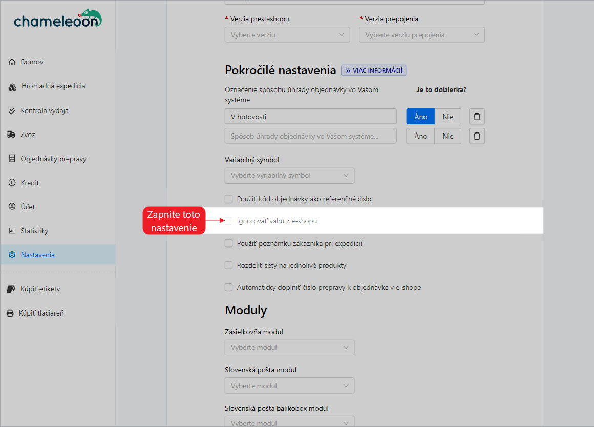 PrestaShop - ignorovať váhu