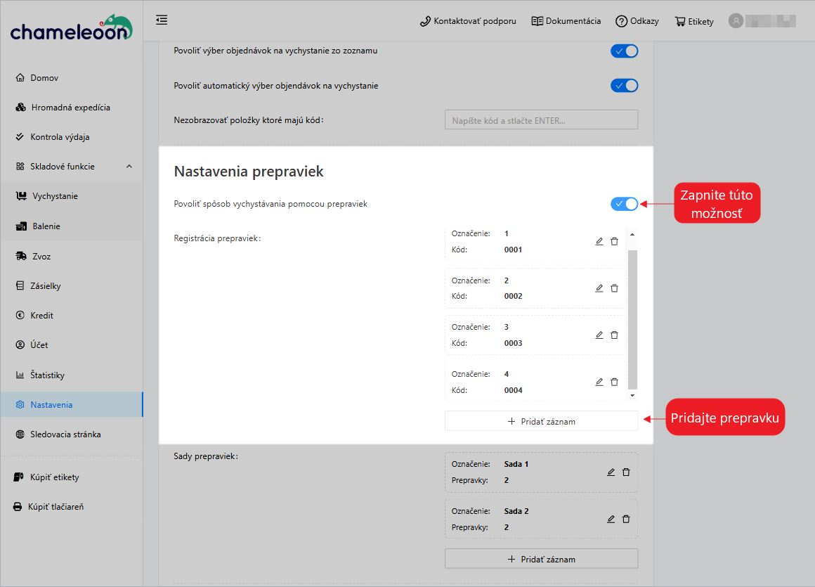 Picking-pridanie prepraviek