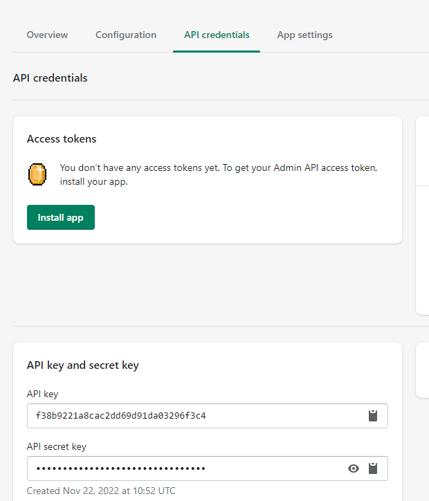 Shopify 2022 credentials