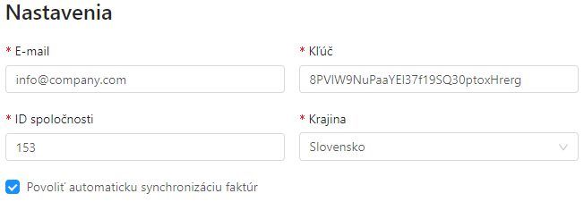 Superfaktura zakladne nastavenia